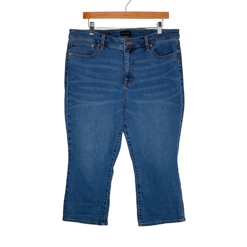Talbots Crop Flare Jean Size 16 Petite Medium Wash High Rise Denim Stretch